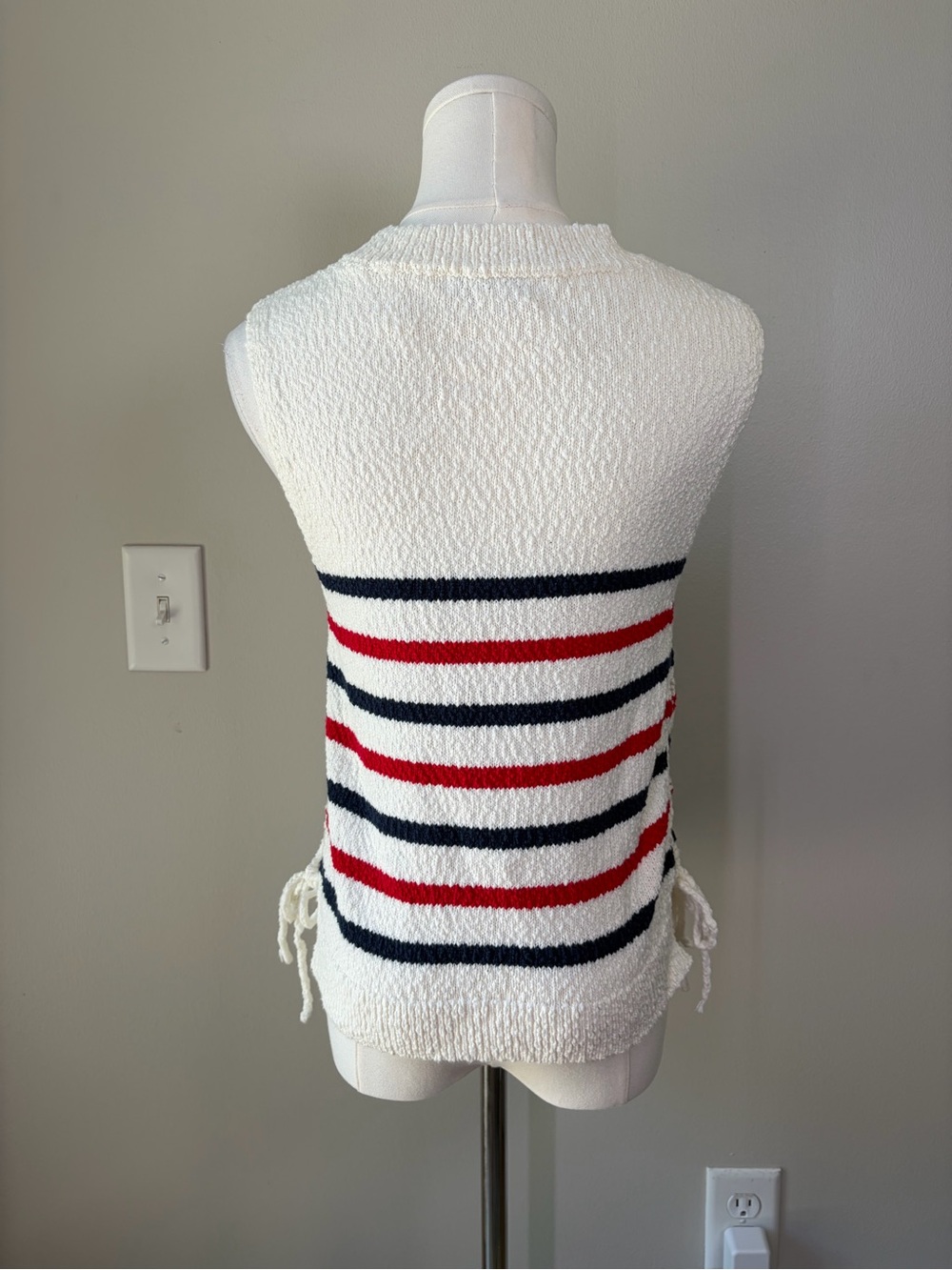 Francesca’s Cindy Sleeveless Striped Lace Up Sweater Top Coastal Beachy Nautical - Picture 4 of 9